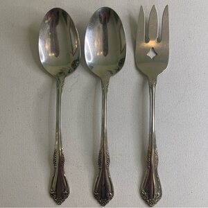 3 Pc SERVING SET Wm A Rogers Deluxe Stainless MANSFIELD AMADEUS Oneida Ltd 8.5"